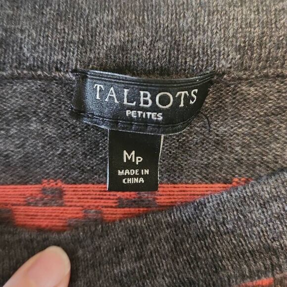 Talbots Size M P Petite Womens Lambswool Blend Aztec Print Sweater - Picture 2 of 4